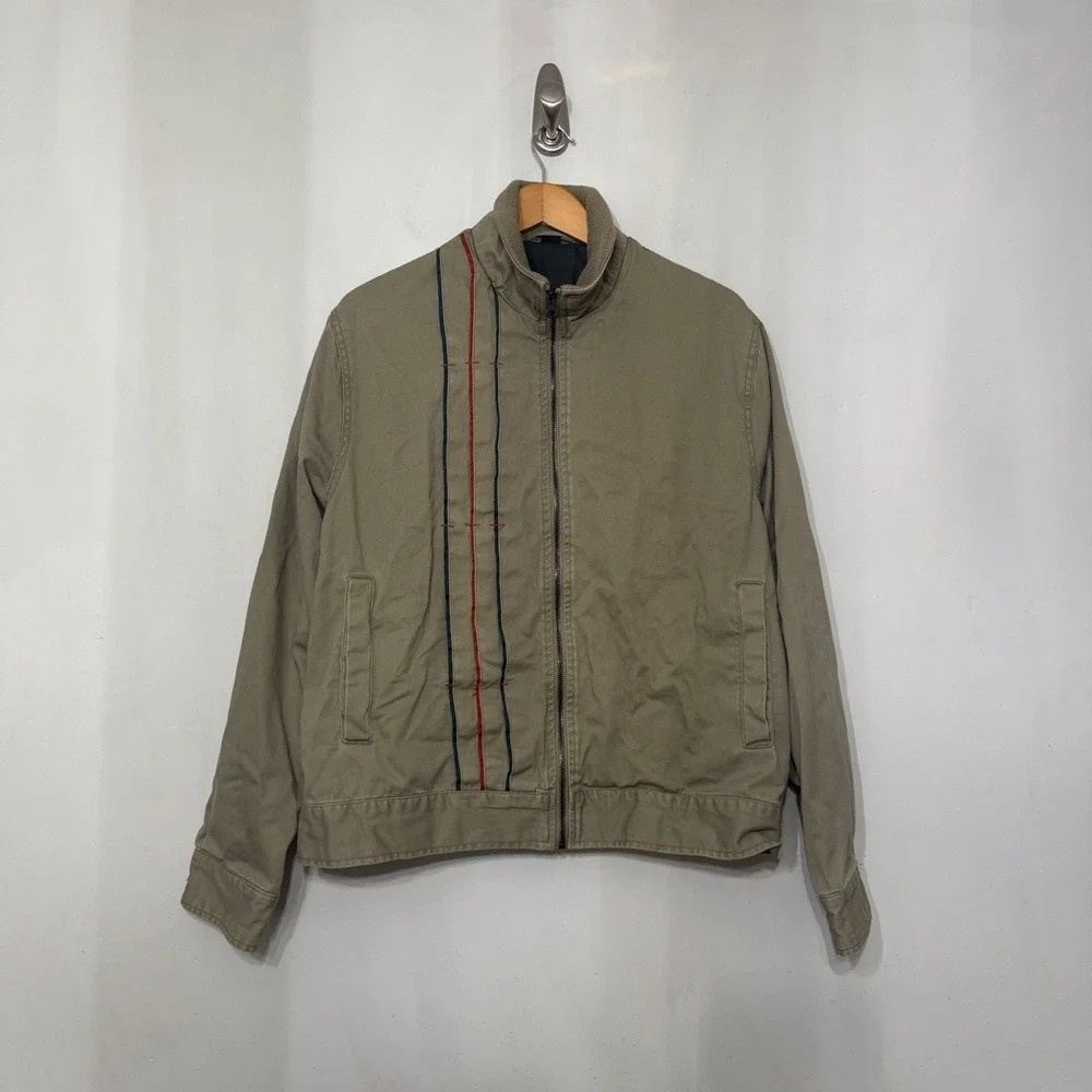 Schott NYC HP Racing Team Bomber Jacket Mens L Olive Green Cotton Twill Zip Up
